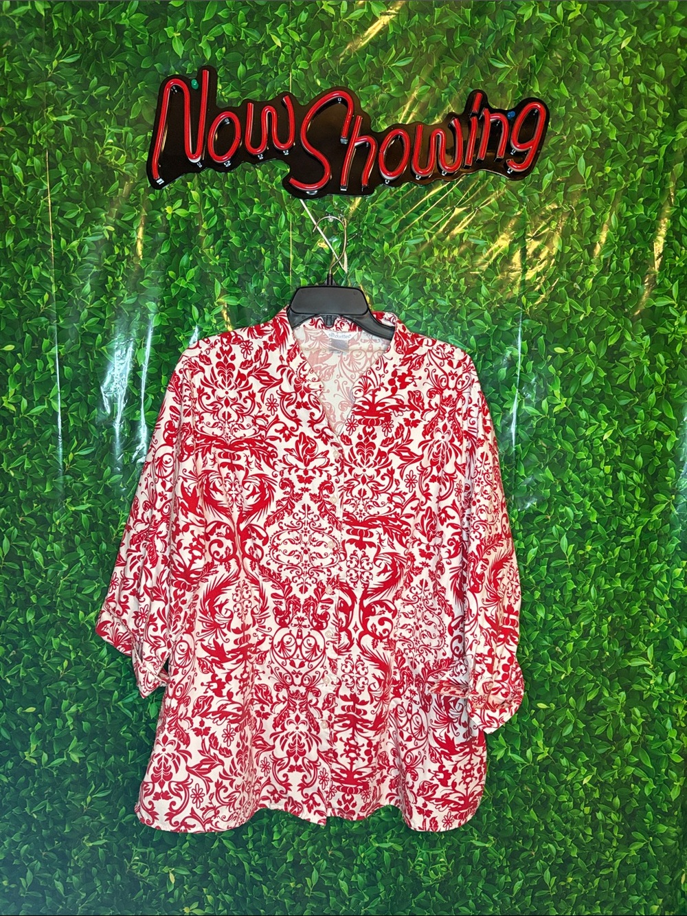 Silhouette Red & White Printed V-Neck Tunic
